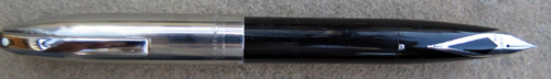 SHEAFFER PFM II IN BLACK WITH STAINLESS CAP AND CHROME PLATED TRIM. NEEDLE POINT PALLADIUM SILVER NIB 